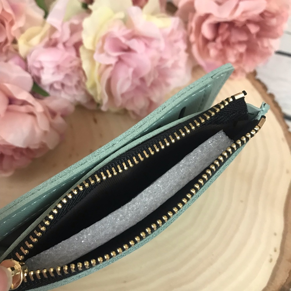 Vegan Leather Robin’s Egg Blue Embroidered Wallet - Picture 6 of 9